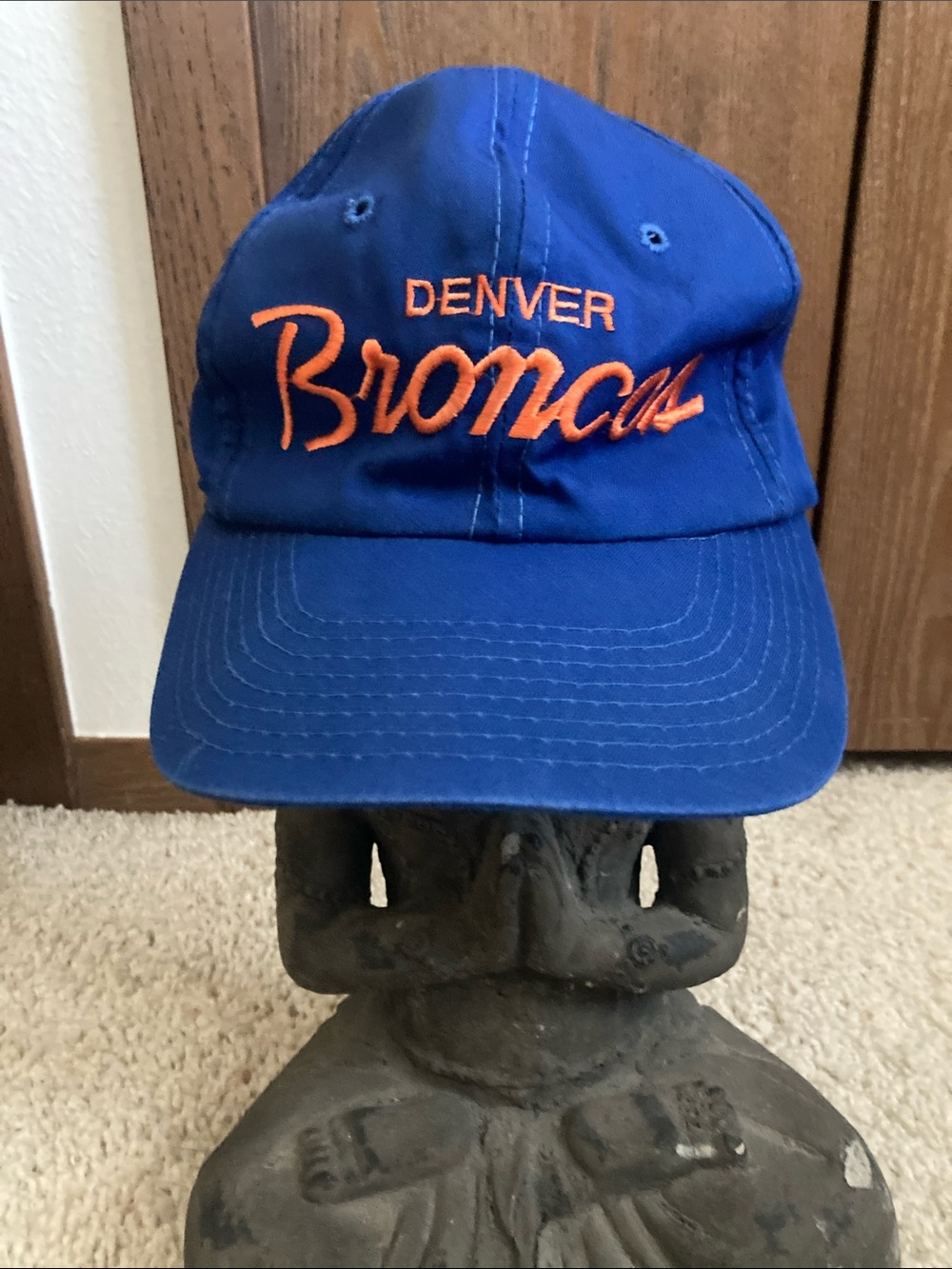 Vintage NFL NFL Denver Broncos Blue and Orange Script Hat